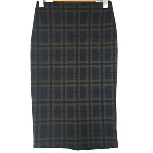 Zara Green, Black and Blue Midi Pencil Skirt